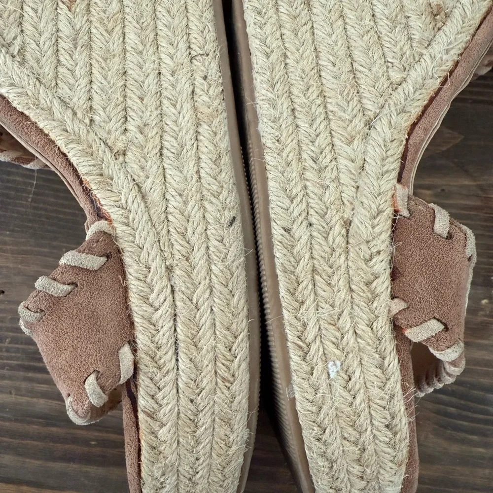 Shu Shop Women’s Justine Brown Suede Braided‎ Espadrille Wedge Sandals Size 9